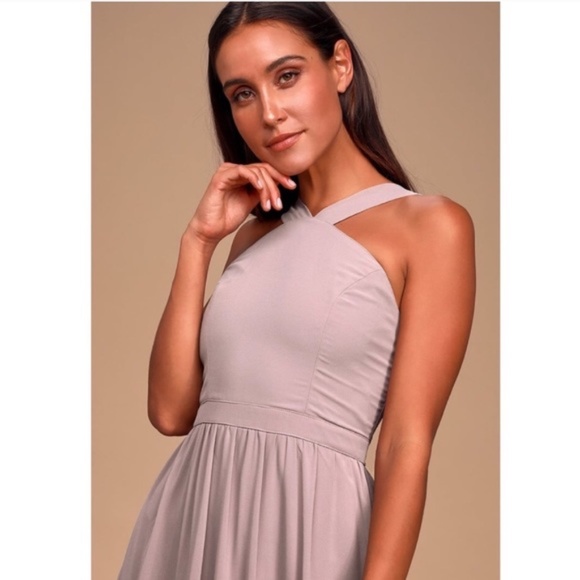 Lulus Air Of Romance Taupe Maxi Dress Size S - Picture 4 of 8